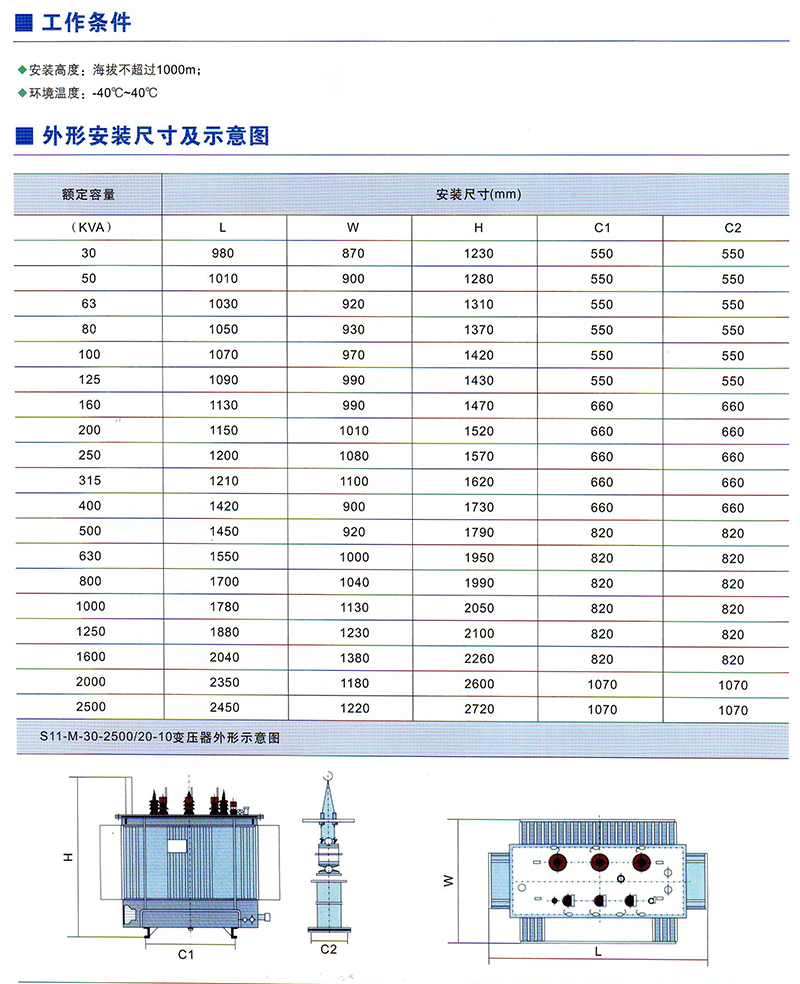S11-M-10KV系列无励磁调压全密封油浸式电力变压器价格